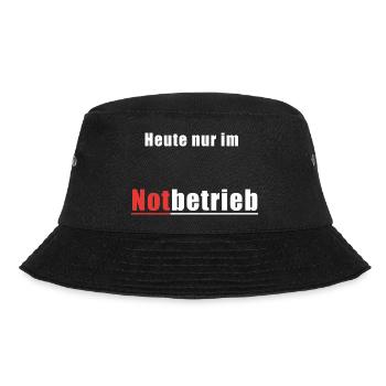 Notbetrieb Shirt - lustiger Alltag Spruch - Bucket Hat - Schwarz - Vorne - Lela (165cm)
