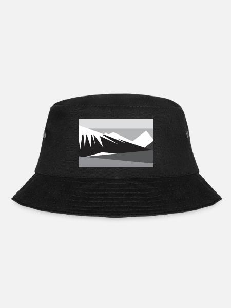 Geometic mountain silhouette - Bucket Hat - black