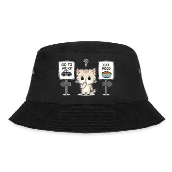 Cat's Dilemma: Work or Meal - Bucket Hat - black - Front - Lela (165cm)