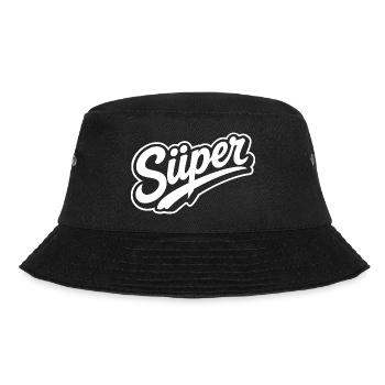 Süper Script Wortmarke Jugendwort - Bucket Hat - Schwarz - Vorne - Lela (165cm)
