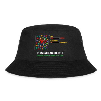 Retro Pixel Art Bouldering: Leveling Up Saying - Bucket Hat - black - Front - Lela (165cm)