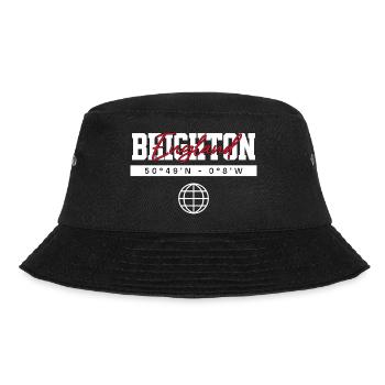 Brighton England Koordinaten Reise Souvenir - Bucket Hat - Schwarz - Vorne