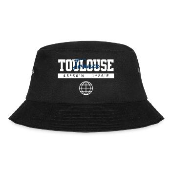 Toulouse Frankreich Koordinaten Reise Souvenir - Bucket Hat - Schwarz - Vorne
