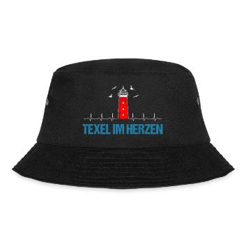 Texel Holland Leuchtturm Herzschlag - Bucket Hat - Schwarz - Vorne - Lela (165cm)