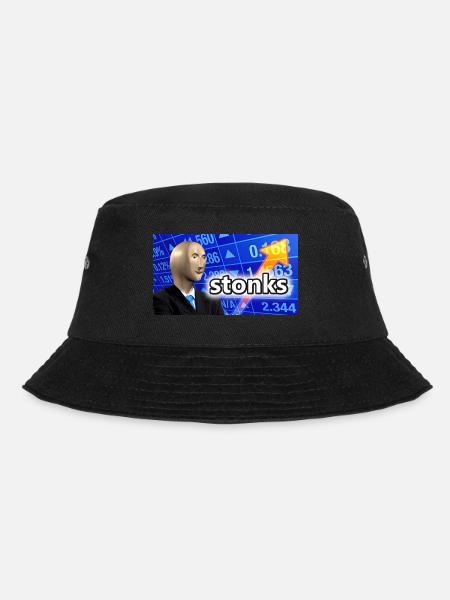 Stonks | Geschenk Meme Lustig Freunde Geschenkidee - Bucket Hat - Schwarz
