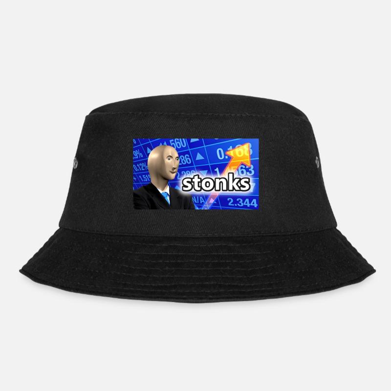 Stonks | Geschenk Meme Lustig Freunde Geschenkidee - Bucket Hat - Schwarz