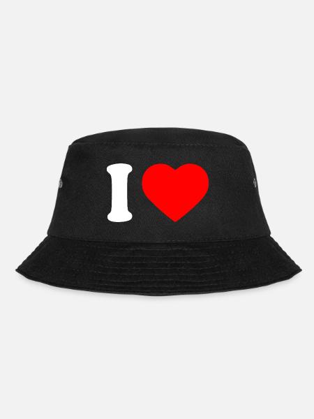 I love - Bucket Hat - black