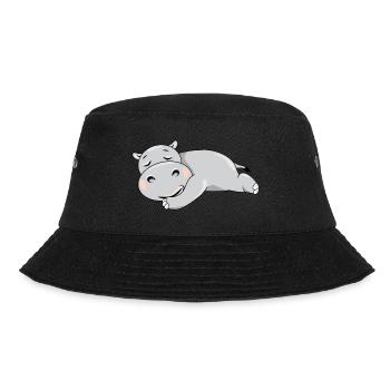 Cute sleeping hippo - Bucket Hat - black - Front - Lela (165cm)