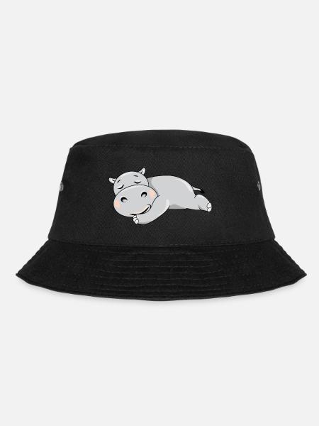 Nettes schlafendes Nilpferd - Bucket Hat - Schwarz