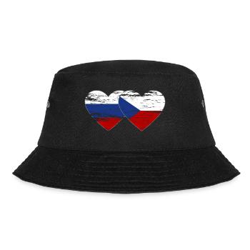 Russland Tschechien Flagge Herz Flagge used - Bucket Hat - Schwarz - Vorne - Lela (165cm)