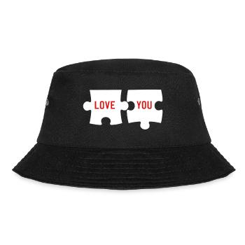 I love you Ich Liebe dich du bist mein Puzzleteil - Bucket Hat - Schwarz - Vorne - Lela (165cm)