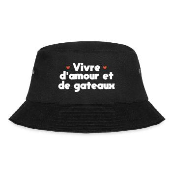 Von Liebe und Kuchen leben - Bucket Hat - Schwarz - Vorne - Lela (165cm)