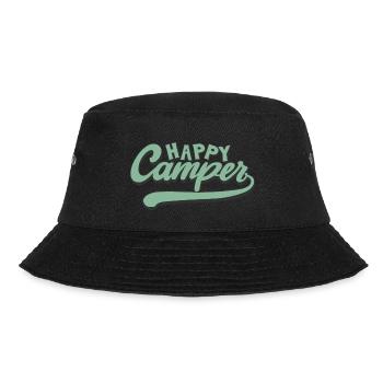 Camping Spruch Happy Camper Shirt Hoodie - Bucket Hat - Schwarz - Vorne - Lela (165cm)
