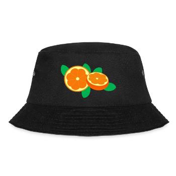 Orange Obst Frucht Frisch Gesund Geschenkidee - Bucket Hat - Schwarz - Vorne - Lela (165cm)
