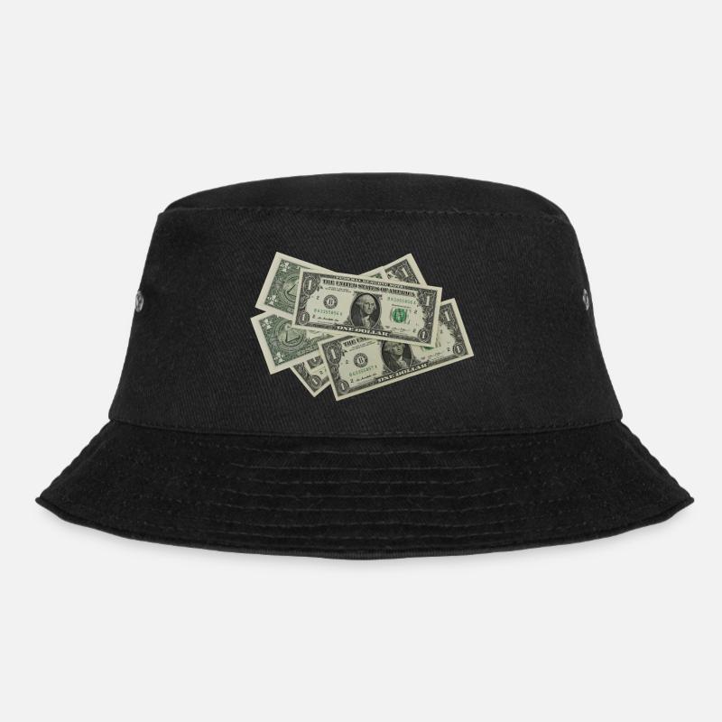 Geld - Dollar - Bargeld - Bucket Hat - Schwarz