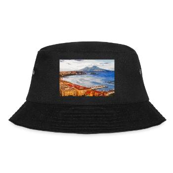 Die Bucht von Neapel (digitale Zeichnung) - Bucket Hat - Schwarz - Vorne - Lela (165cm)