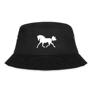 Pferd Silhouette weiß - Bucket Hat - Schwarz - Vorne - Lela (165cm)