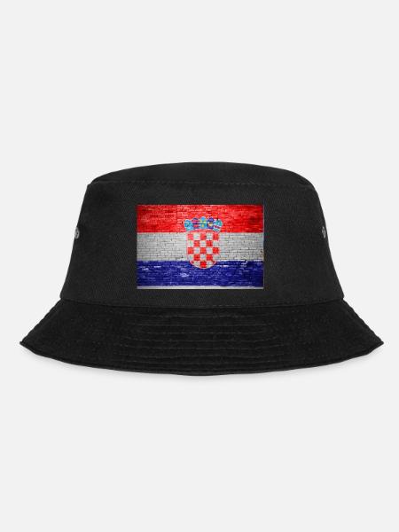 Kroatien Ziegelsteinmauer Flagge Graffiti Poster - Bucket Hat - Schwarz