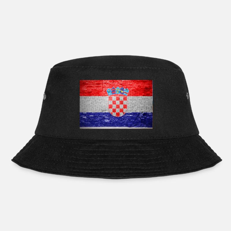Kroatien Ziegelsteinmauer Flagge Graffiti Poster - Bucket Hat - Schwarz
