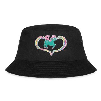 Einhorn Kotze Kacke Regenbogen - Bucket Hat - Schwarz - Vorne - Lela (165cm)