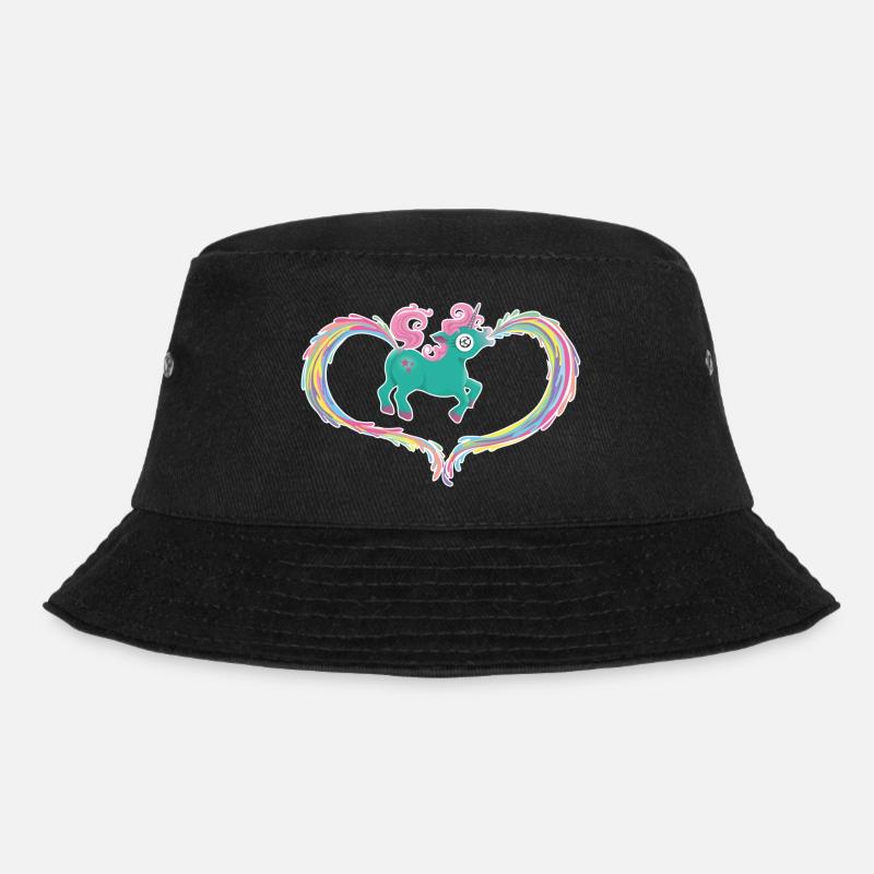 Einhorn Kotze Kacke Regenbogen - Bucket Hat - Schwarz