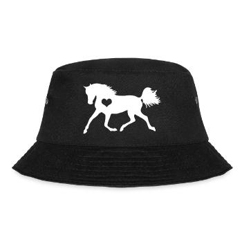 Pferd Herz Pferdeliebhaber Reiten Mädchen Geschenk - Bucket Hat - Schwarz - Vorne - Lela (165cm)