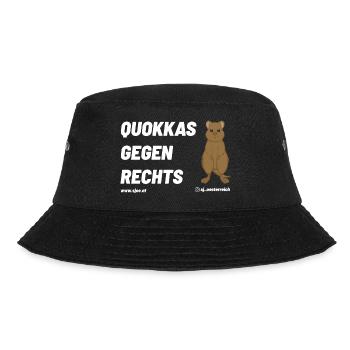 QUOKKAS GEGEN RECHTS - Bucket Hat - Schwarz - Vorne - Lela (165cm)