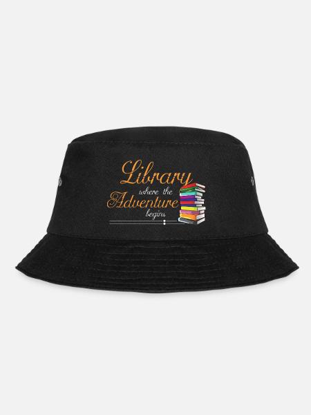 Bookworm Gifts Library Where The Adventure Begins - Bucket Hat - Schwarz