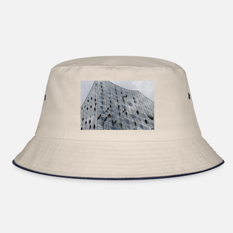 Elbphilharmonie with window cleaners Bucket Hat