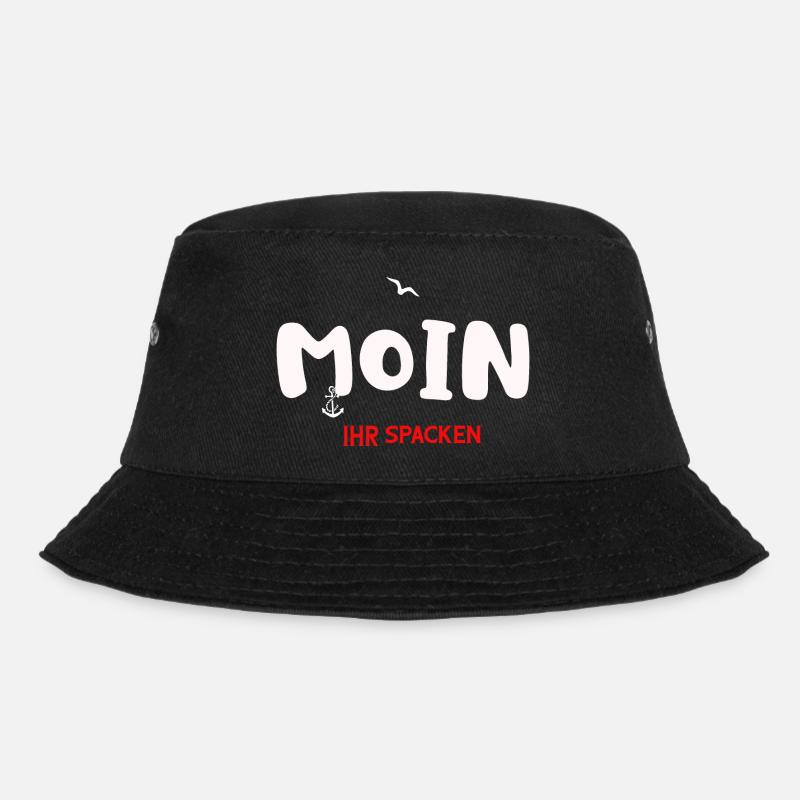 Moin Ihr Spacken Norddeutscher Plattdeuscher Sruch - Bucket Hat - Schwarz