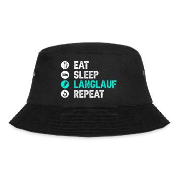 Eat Sleep Langlauf Repeat Wintersport Skifahrer La - Bucket Hat - Schwarz - Vorne - Lela (165cm)