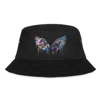 angelwings,wings,watercolor,red,angel wings - Bucket Hat - black - Front - Lela (165cm)