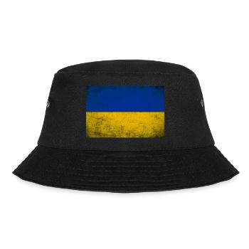 Ukraine Flagge Grunge Retro Vintage - Bucket Hat - Schwarz - Vorne - Lela (165cm)
