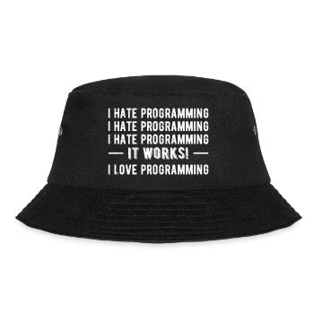Ich hasse Programmieren - Funny Programmer II - Bucket Hat - Schwarz - Vorne - Lela (165cm)