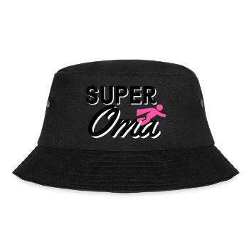 Super Oma Text mit Figur flieger Geschenkidee - Bucket Hat - Schwarz - Vorne - Lela (165cm)