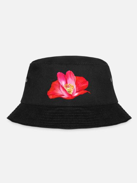 Rote Mohnblume in Herzform - Bucket Hat - Schwarz