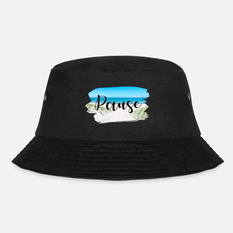 Pause Küste Sprüche Sommer Sonne Meer - Bucket Hat - Schwarz