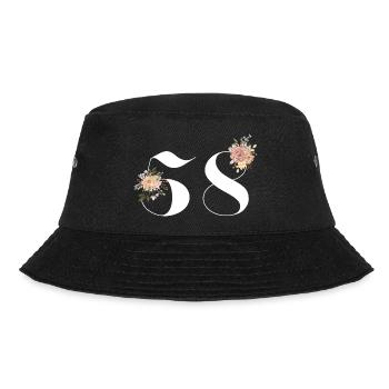 Blumen zum 58-jährigen Jubiläum (Geschenk von 58 Jahren) - Bucket Hat - Schwarz - Vorne - Lela (165cm)