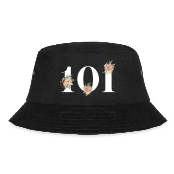 Blumen zum 101-jährigen Jubiläum (Geschenk von 101 Jahren) - Bucket Hat - Schwarz - Vorne - Lela (165cm)