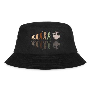 Evolution of man Drums Band Retro Vintage Drummer - Bucket Hat - Schwarz - Vorne - Lela (165cm)