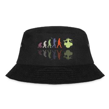 Evolution of man Drums Band Retro Vintage Drummer - Bucket Hat - Schwarz - Vorne - Lela (165cm)