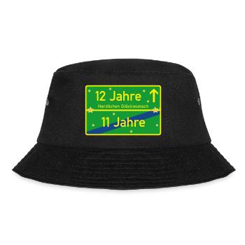 12 Jahre Ortsschild Herzlichen Glückwunsch Grün - Bucket Hat - Schwarz - Vorne - Lela (165cm)