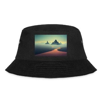 Landschaft mit Bergen und einem Fluss im Tal - Bucket Hat - Schwarz - Vorne - Lela (165cm)