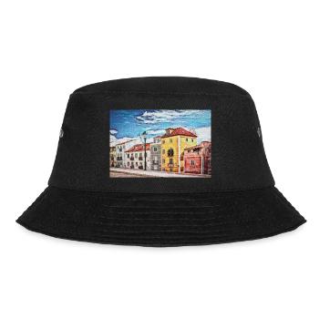 Vintage Color Buildings Row -Lisbon Portugal Lover - Bucket Hat - black - Front - Lela (165cm)