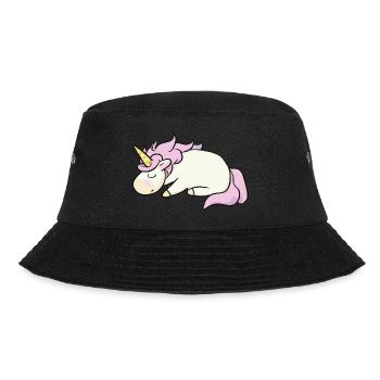 Sleeping Unicorn Lazy Lazing Gift Idea - Bucket Hat - black - Front - Lela (165cm)