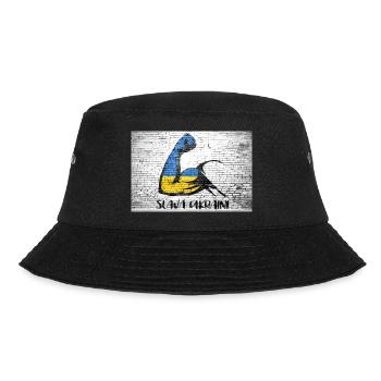 Slava Ukraini lettering motto Ukraine flex muscles - Bucket Hat - black - Front - Lela (165cm)