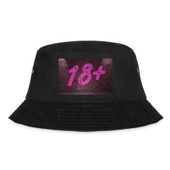 Neon-Altersbeschränkungen 18 + Schriftzug auf Brick Wall - Bucket Hat - Schwarz - Vorne - Lela (165cm)