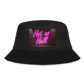 Leuchtreklame Hot as Hell an Ziegelsteinmauer - Bucket Hat - Schwarz - Vorne - Lela (165cm)
