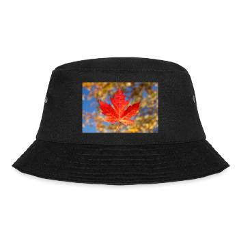 Rotes Ahornblatt - Bucket Hat - Schwarz - Vorne - Lela (165cm)