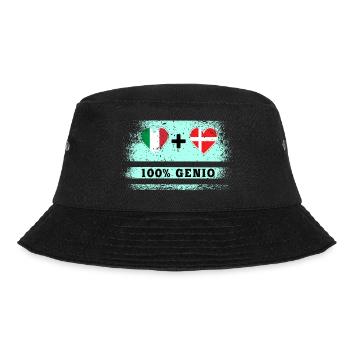 Italien und Dänemark 100% geniale Flagge - Bucket Hat - Schwarz - Vorne - Lela (165cm)